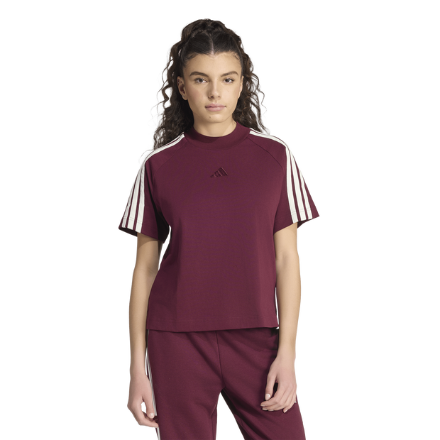 Adidas Kit 3-stripes T-shirt T-shirts Dames - Rood - Maat XL (46-48) - Katoen Jersey