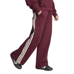 Femme Pantalons - adidas Kit 3-Stripes Wide Joggers - Maroon-Off White