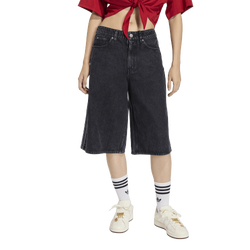 Women Shorts - adidas Firebird Jorts Denim - True Black Denim-True Black Denim