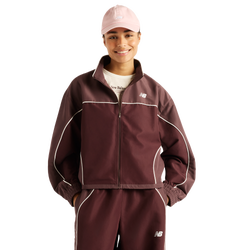 Women Jackets - New Balance Trackside Woven Jacket - Cherry Leather-Cherry Leather