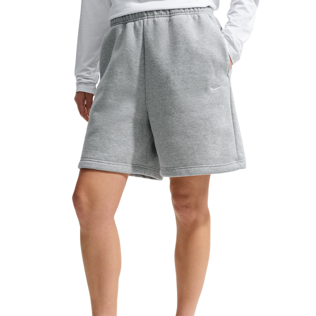 Nike fleece Korte Broeken Dames - Grijs - Maat 36 - Katoen Jersey