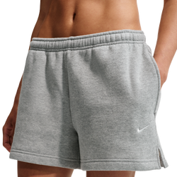 Dames Korte Broeken - Nike Studio Fleece Medium Weight Mid-rise Shorts - Dark Grey Heather-Sail