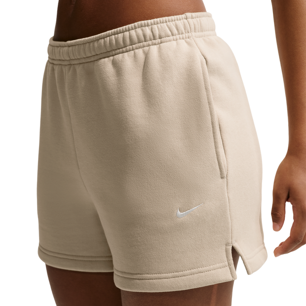 Nike Mujer Cream Neutral Studio Fleece Mid Rise Shorts - Imagen 3