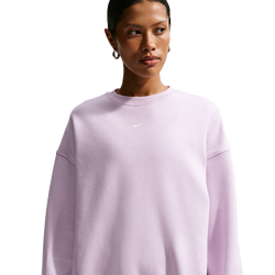 Women Track Tops - Nike Studio Fleece Oversize Crew-neck Sweatshirt - Bleached Lilac-Sail