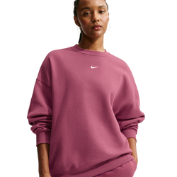 Women Track Tops - Nike Studio Fleece Oversize Crew-neck Sweatshirt - Pink Smoke-Sail