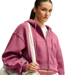 Dames Hoodies - Nike Studio Fleece Oversized Cropped Hoodie - Pink Smoke-Sail