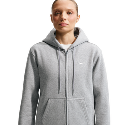 Women Hoodies - Nike Studio Fleece Medium Weight Full-zip Hoodie - Dark Grey Heather-Sail