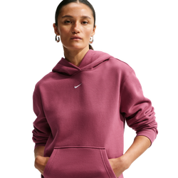 Dames Hoodies - Nike Studio Fleece Medium Weight Pullover Hoodie - Pink Smoke-Sail