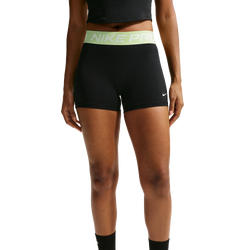 Women Leggings - Nike Pro Mid-rise Biker Shorts - Black-Barely Volt