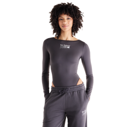 Women Bodysuits - New Balance Trackside Long Sleeve Bodysuit - Black Cement-Black Cement