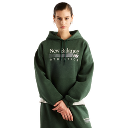 Dames Hoodies - New Balance Trackside Fleece Hoodie - Nordic Green Heather-Nordic Green Heather