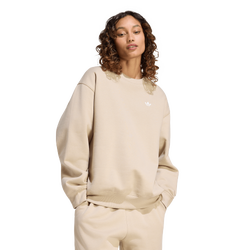 Women Sweatshirts - adidas Essentials Crew Long Fleece Os Sweatshirt - Khaki Three-Khaki Three