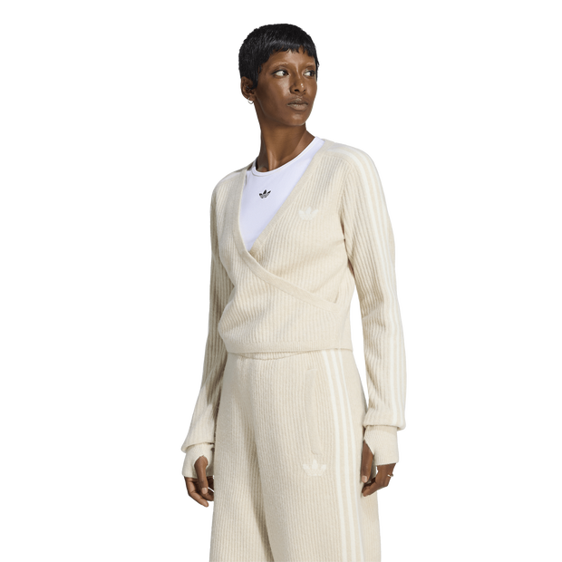 Adidas Originals By Jennie Knitted Cardigan Damen Sweatshirts - Beige - Größe XXL (50-52) - Baumwoll-Jersey