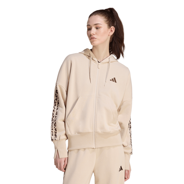 Adidas Essentials Animal Print Track Top Trainingspakken Dames - Wit - Maat S (34-36) - Katoen Jersey