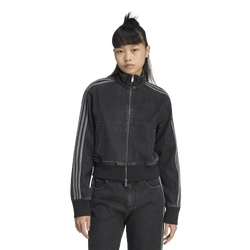 Women Track Tops - adidas Firebird Denim Tracktop - True Black Denim-True Black Denim