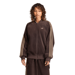 Dames Tracksuits - adidas Corduroy Sst Oversized Track Top - Aurora Coffee-Khaki Six