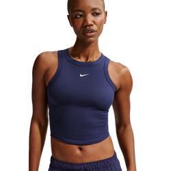 Femme T-Shirts - Nike One Fitted Dri-fit Cropped Tank Top - Midnight Navy-White
