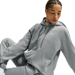 Dames Hoodies - Nike Studio Fleece Therma-fit Full-zip Hoodie - Smoke Grey-Heather