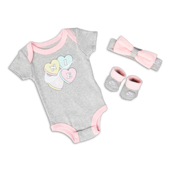 Baby Gift Sets - Nike Girls Sportswear Hearts Giftset - Grey Heather-Grey Heather