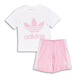 Baby Tracksuits - adidas Girls Adicolor  Summer Set - White-True Pink