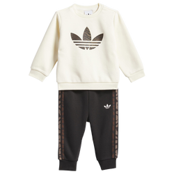 Bebés Tracksuits - adidas Loose Crew Set - Cream White-Night Brown