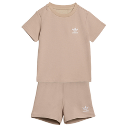 Bebés Tracksuits - adidas Regular Waffle Short T-shirt Set - Stone Khaki-Stone Khaki