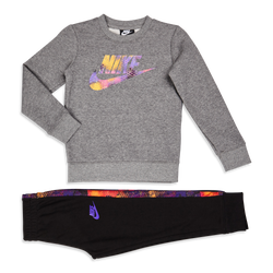 Pre School Tracksuits - Nike Sportswear Tie Dye Crew - Carbon Heather-Blk-Purple