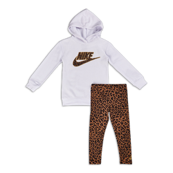 Pre School Tracksuits - Nike Girls Sportswear Leo Hooded - Archaeo Brown-Archaeo Brown