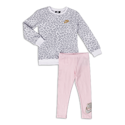 Pre School Tracksuits - Nike Girls Sportswear Leo Crew Legging - Pink Foam-Pink Foam