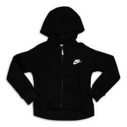 Pre School Hoodies - Nike Girls Club Full-zip Hoody - Black-Black