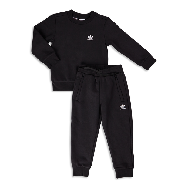 adidas Adicolor  Crew Suit - voorschools Tracksuits - Black - Katoen Fleece - Maat 99 - 104 CM - Foot Locker