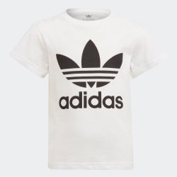 Pre School T-Shirts - adidas 4-8 Year Old Adicolor Trefoil Tee - White-Black