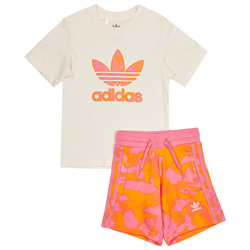 Pre School Tracksuits - adidas Adicolor Trefoil - Wonder White-Bright Orange