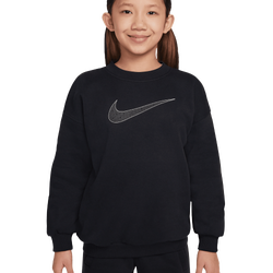 Grade School Sweatshirts - Nike Club - Black-Mtlc Silver