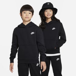 Grade School Hoodies - Nike Club - Black-White