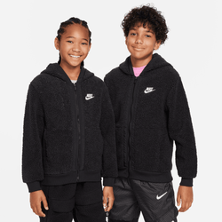 Grade School Hoodies - Nike Club - Black-Black-White