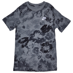 Grade School T-Shirts - Nike Club Aop - Smoke Grey-Smoke Grey