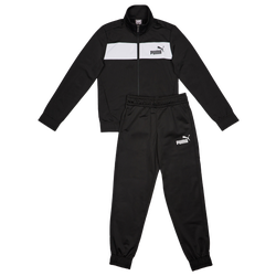 Grade School Tracksuits - Puma Colorblock Poly - Black-Black