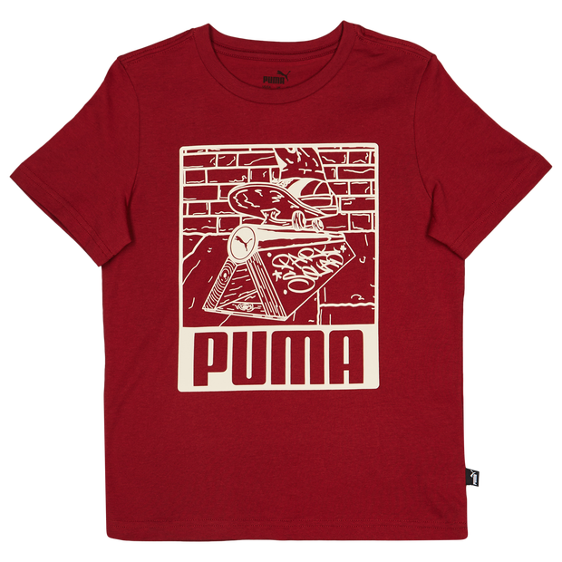 Image of Puma Essentials+ Mid 90s Graphic unisex Magliette - Rosso - Jersey di cotone - Foot Locker035