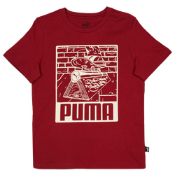 Grade School T-Shirts - Puma Essentials+ Mid 90S Graphic - Intense Red-Intense Red