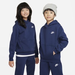 Grade School Hoodies - Nike Club - Midnight Navy-White