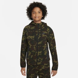 Grade School Hoodies - Nike 8-15 Year Old Tech Fleece Full-Zip Hoodie - Black Camo-Black Camo