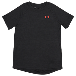 Grade School T-Shirts - Under Armour Tech Textured - Black-Racer Red