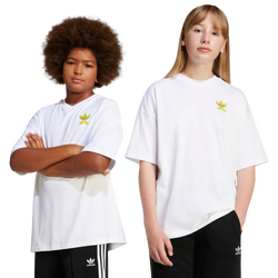 Grade School T-Shirts - adidas Smiley World - White-White