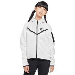 Grade School Hoodies - Nike Tech Fleece - Light Grey Htr-Black-Black