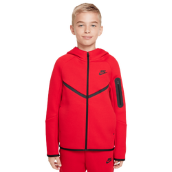 Grade School Hoodies - Nike Tech Fleece - University Red-Black-Black