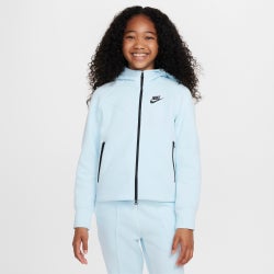 Grade School Hoodies - Nike 8-15 Year Old Tech Fleece Full-Zip Hoodie - Glacier Blue-Black-Black