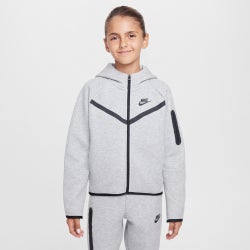 Grade School Hoodies - Nike Tech Fleece - Dark Grey Heather-Black