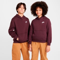 Grade School Hoodies - Nike Club Fleece - Burgundy Crush-White