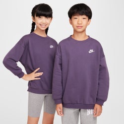 Grade School Sweatshirts - Nike Club - Dark Raisin-White